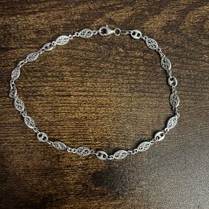 Sterling Silver Filigree Link Anklet